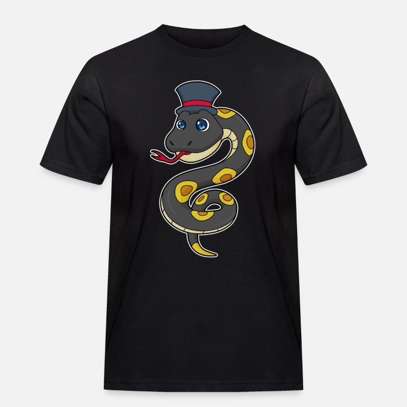 Schlange mit Hut - Männer Workwear T-Shirt - Schwarz