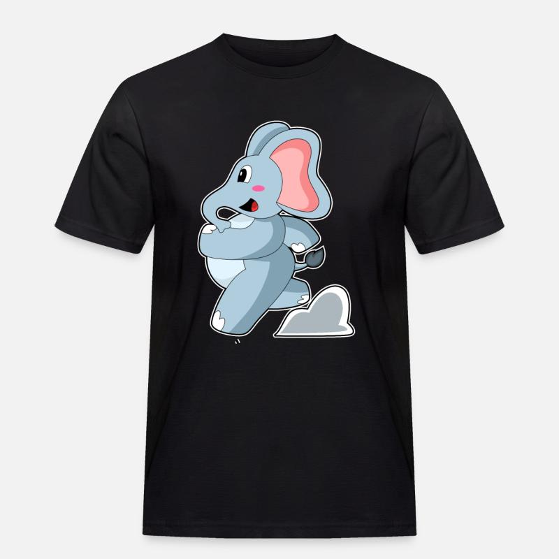 Elefant als Jogger - Männer Workwear T-Shirt - Schwarz