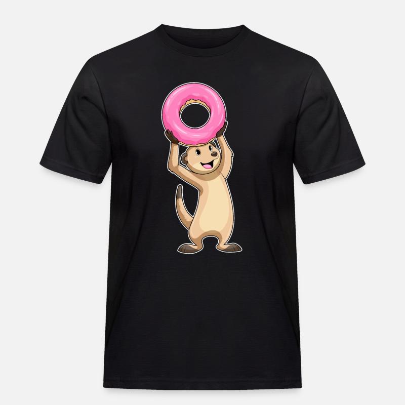 Erdmännchen Donut - Männer Workwear T-Shirt - Schwarz