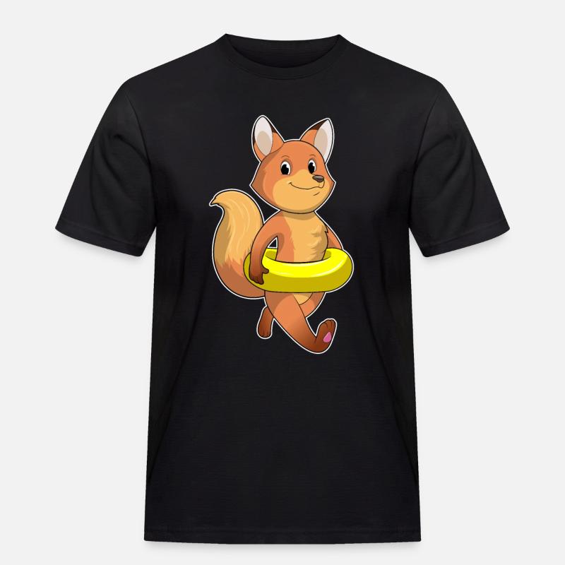 Fuchs mit Rettungsring - Männer Workwear T-Shirt - Schwarz