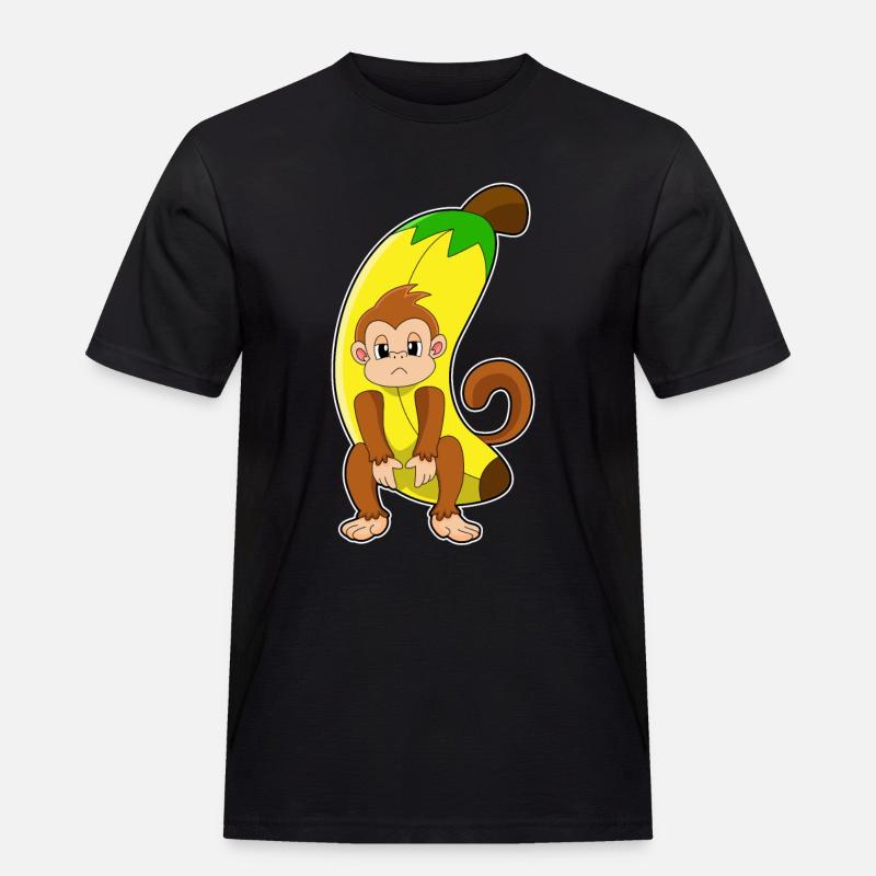 Affe mit Banane - Männer Workwear T-Shirt - Schwarz