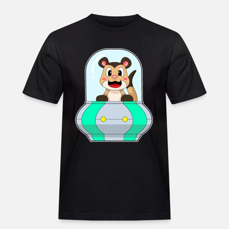 Erdmännchen mit Schiff - Männer Workwear T-Shirt - Schwarz