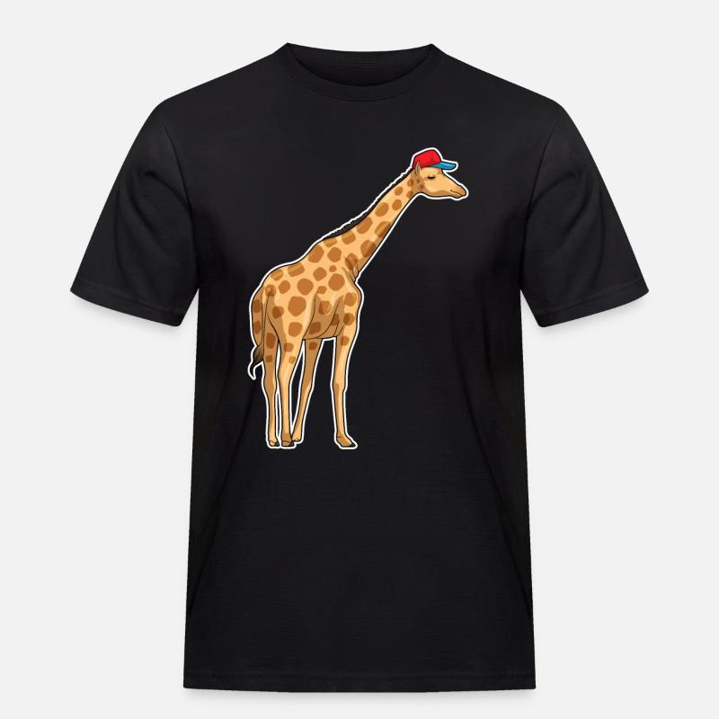 Giraffe Cap - Männer Workwear T-Shirt - Schwarz