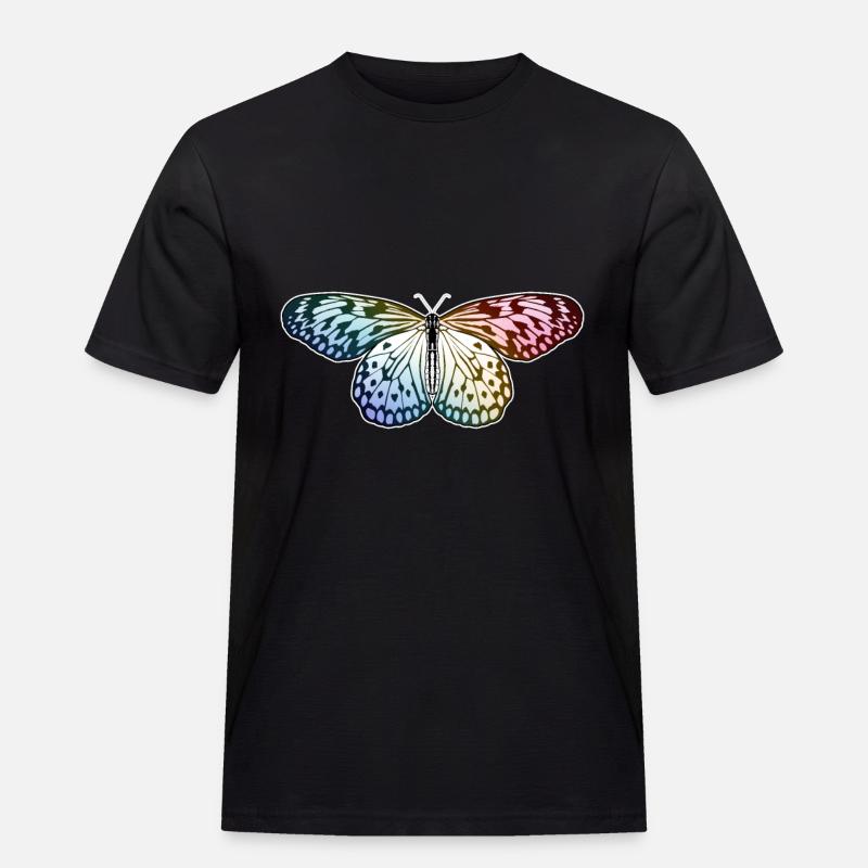 Schmetterling Regenbogen - Männer Workwear T-Shirt - Schwarz