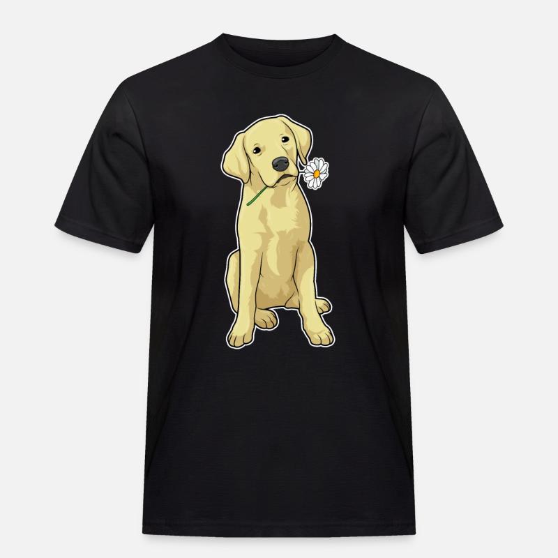Labrador Gänseblümchen - Männer Workwear T-Shirt - Schwarz