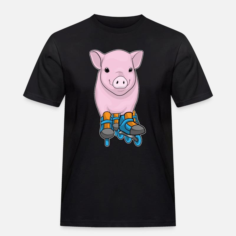 Schwein Inline skating Inline skates - Männer Workwear T-Shirt - Schwarz