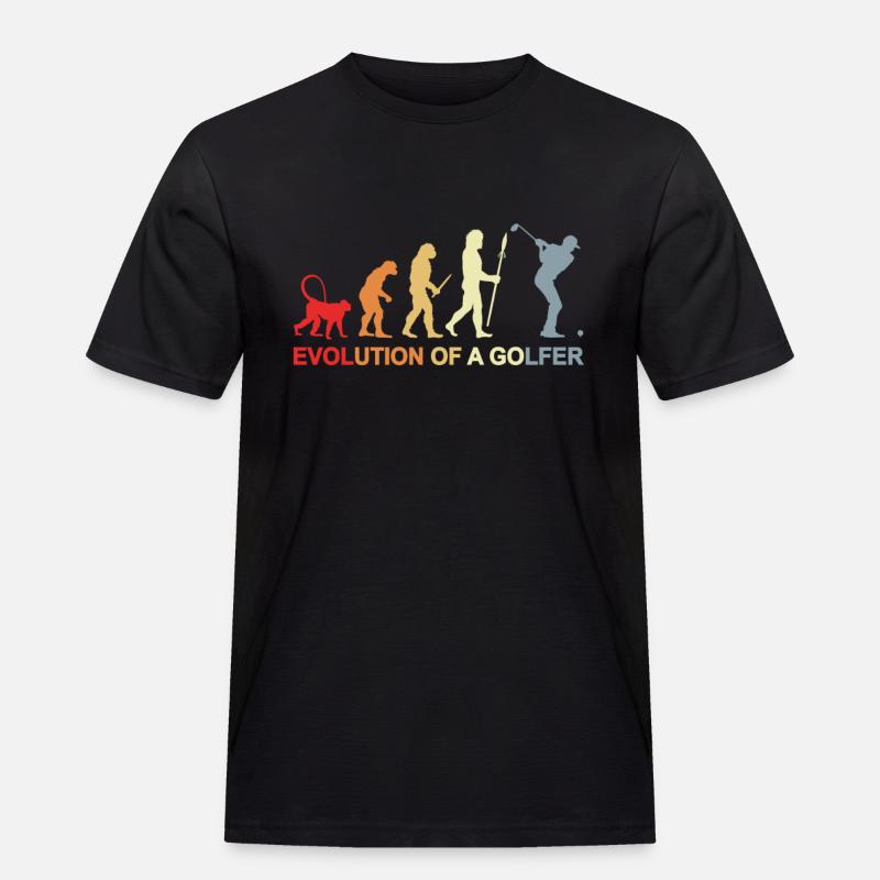 Golfer Evolution - Männer Workwear T-Shirt - Schwarz