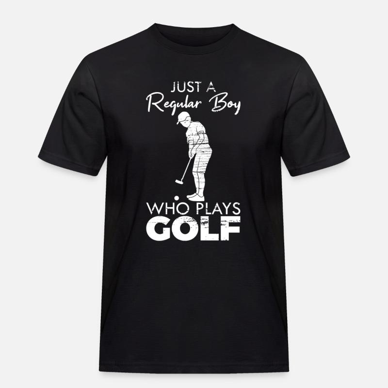 Regular Boy Who Plays Golf - Männer Workwear T-Shirt - Schwarz