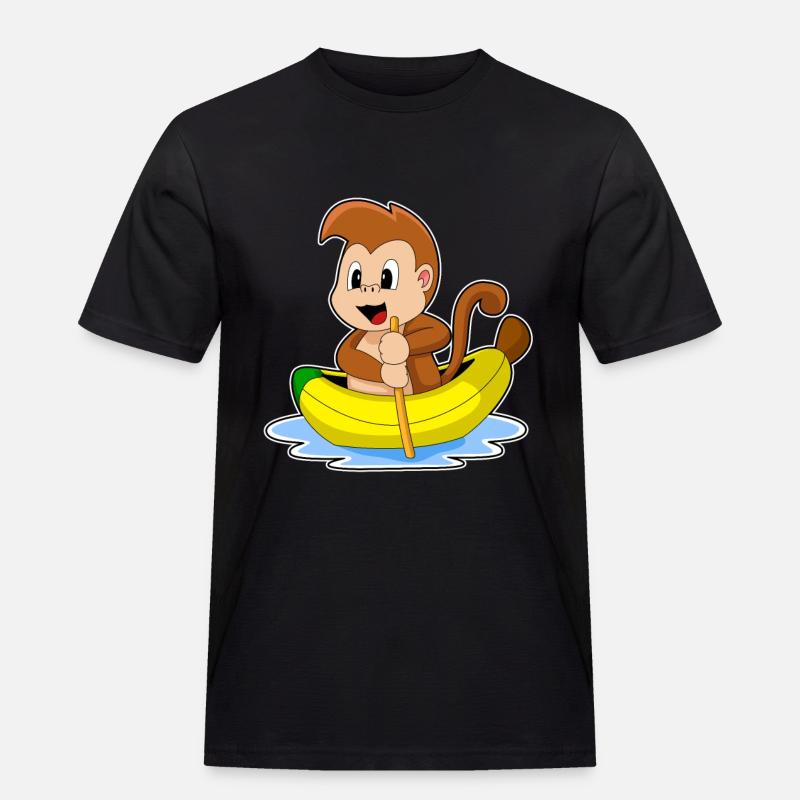 Affe Banane Boot - Männer Workwear T-Shirt - Schwarz
