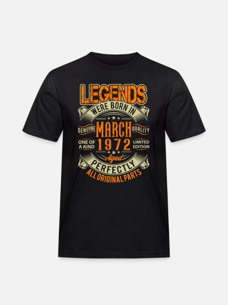 1972 March Birthday Legend - Men's Workwear T-Shirt - black