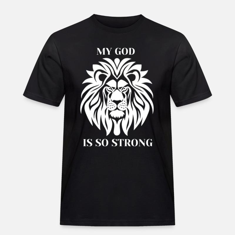Löwe Gottesstärke Starkes Statement - Männer Workwear T-Shirt - Schwarz