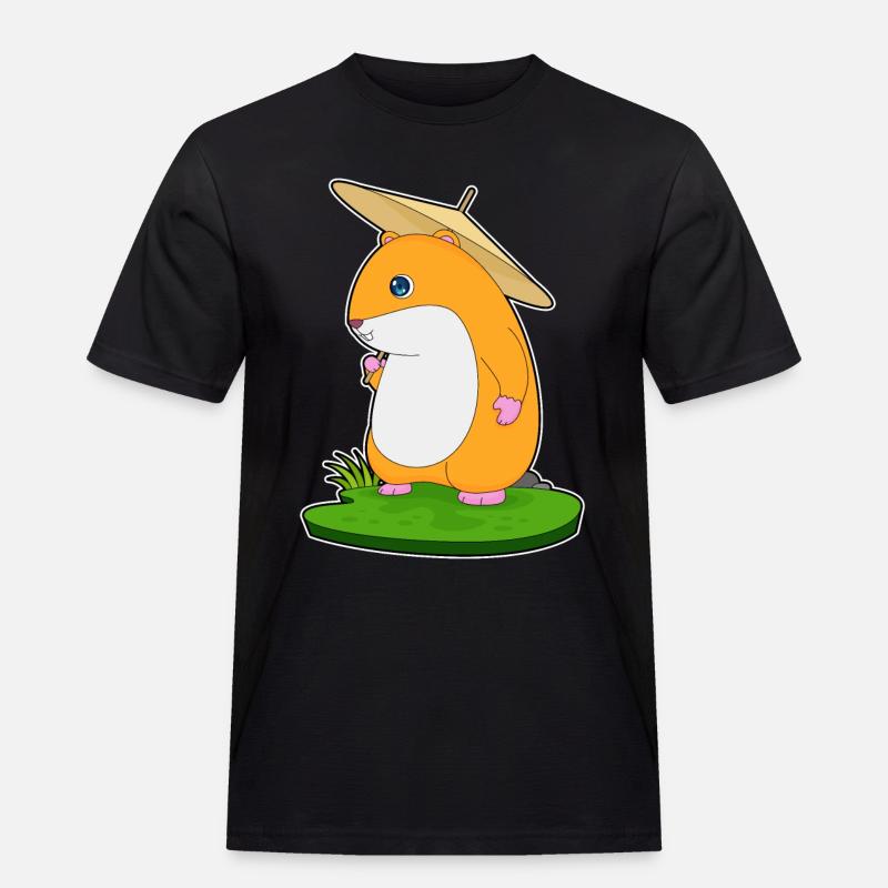 Hamster Regen Regenschirm - Männer Workwear T-Shirt - Schwarz