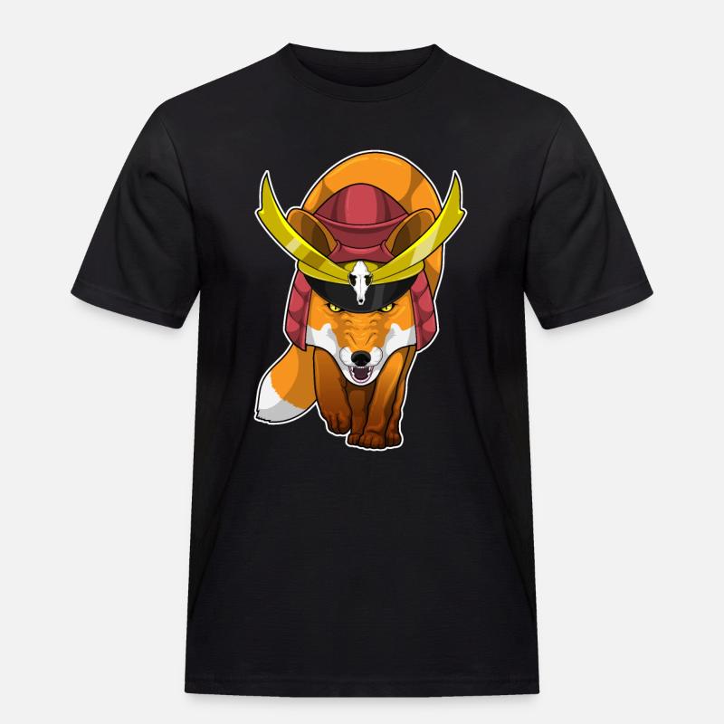 Fuchs Samurai Kampfkunst - Männer Workwear T-Shirt - Schwarz