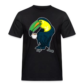 Toucan cup of coffee - Men's Workwear T-Shirt - black - Front - AI Model Male 178 light (178cm)