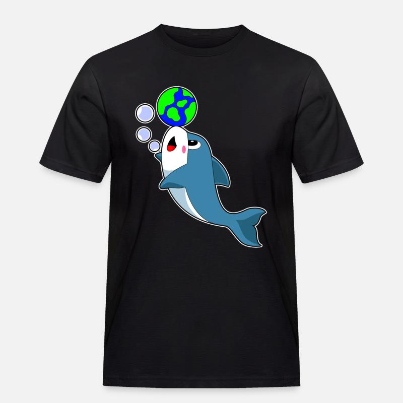 Delfin Erde - Männer Workwear T-Shirt - Schwarz
