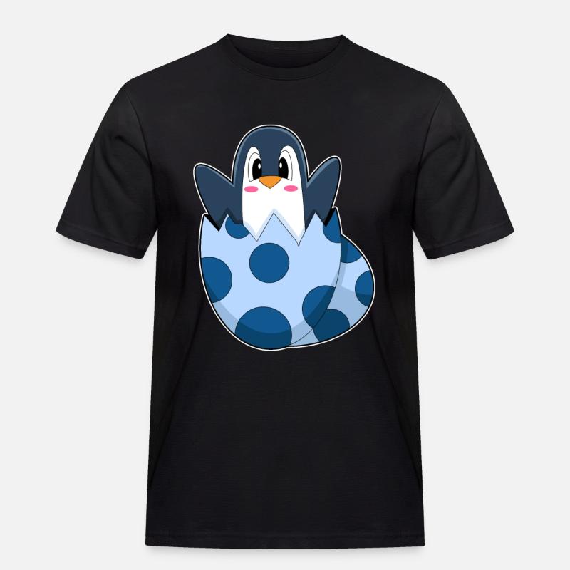 Pinguin Ei - Männer Workwear T-Shirt - Schwarz