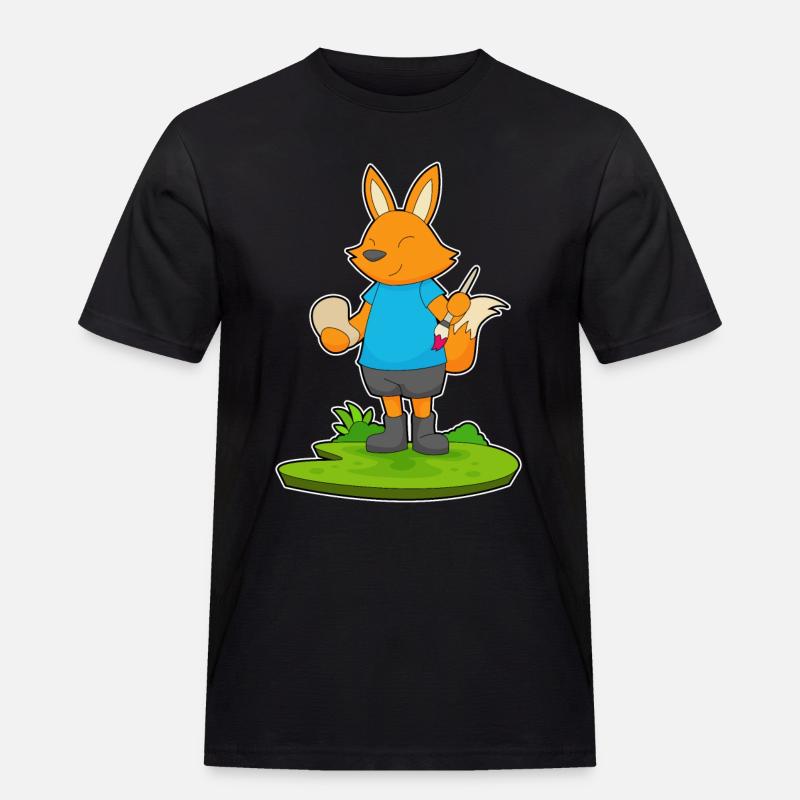 Fuchs Malen Pinsel - Männer Workwear T-Shirt - Schwarz