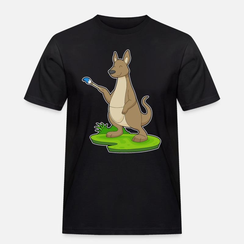 Känguru Malen Pinsel - Männer Workwear T-Shirt - Schwarz