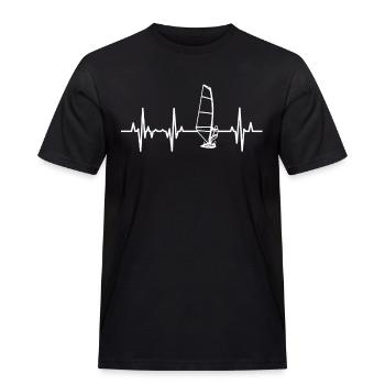 Windsurfer Herzschlag EKG - Männer Workwear T-Shirt - Schwarz - Vorne - AI Model Male 178 light (178cm)