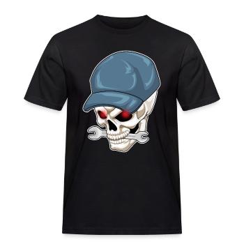 Totenkopf Mechaniker Schraubenschlüssel Werkstatt - Männer Workwear T-Shirt - Schwarz - Vorne - AI Model Male 178 light (178cm)