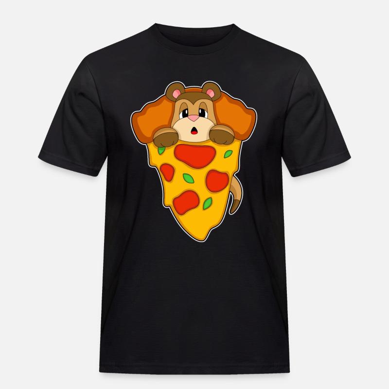 Erdmännchen Pizza - Männer Workwear T-Shirt - Schwarz