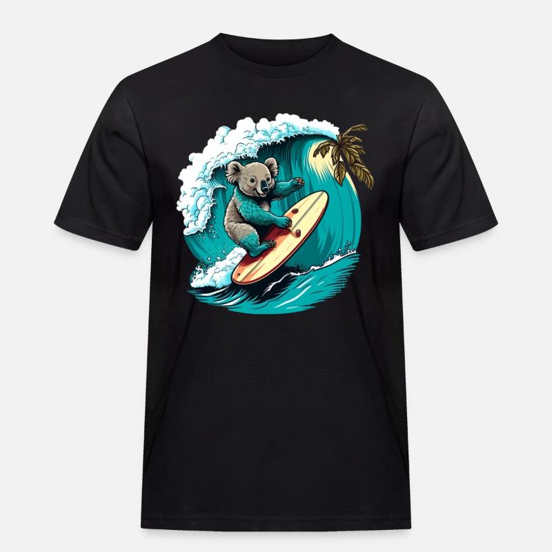 Koala hat Spass beim Surfen - Männer Workwear T-Shirt - Schwarz