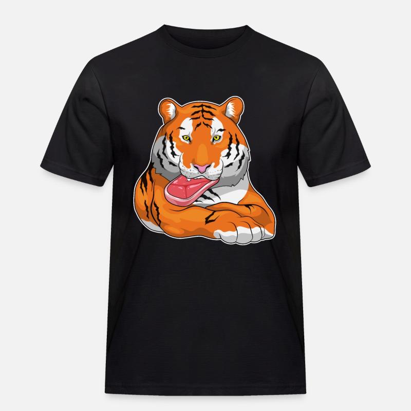 Tiger Fleisch - Männer Workwear T-Shirt - Schwarz