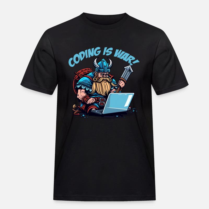 "Coding is war" Vikings - Men's Workwear T-Shirt - black