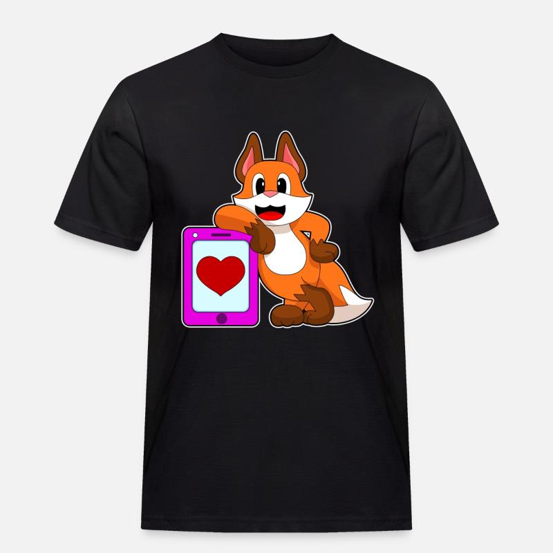 Fuchs Herz - Männer Workwear T-Shirt - Schwarz