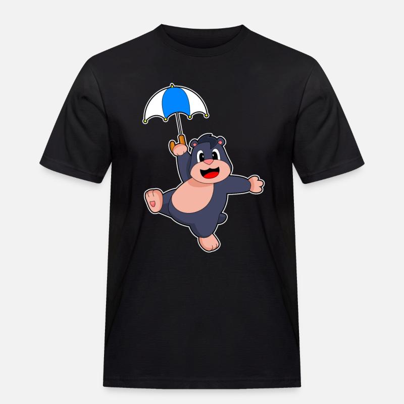 Maulwurf Regenschirm - Männer Workwear T-Shirt - Schwarz