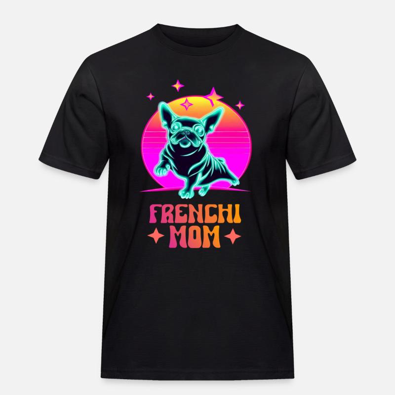 Frenchie Mom - Männer Workwear T-Shirt - Schwarz