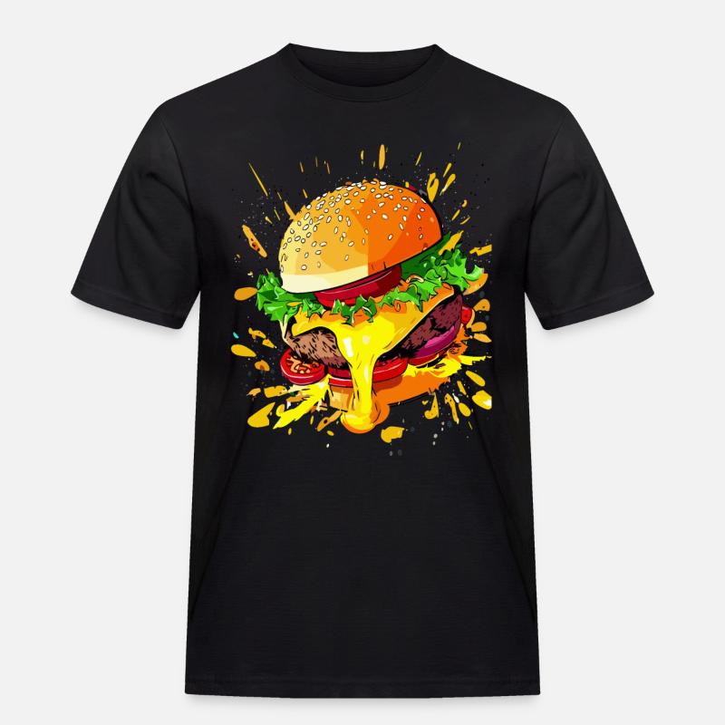 Extra Käse Burger Cheeseburger - Männer Workwear T-Shirt - Schwarz