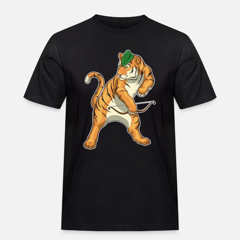 Tiger Bogenschütze Bogen - Männer Workwear T-Shirt - Schwarz