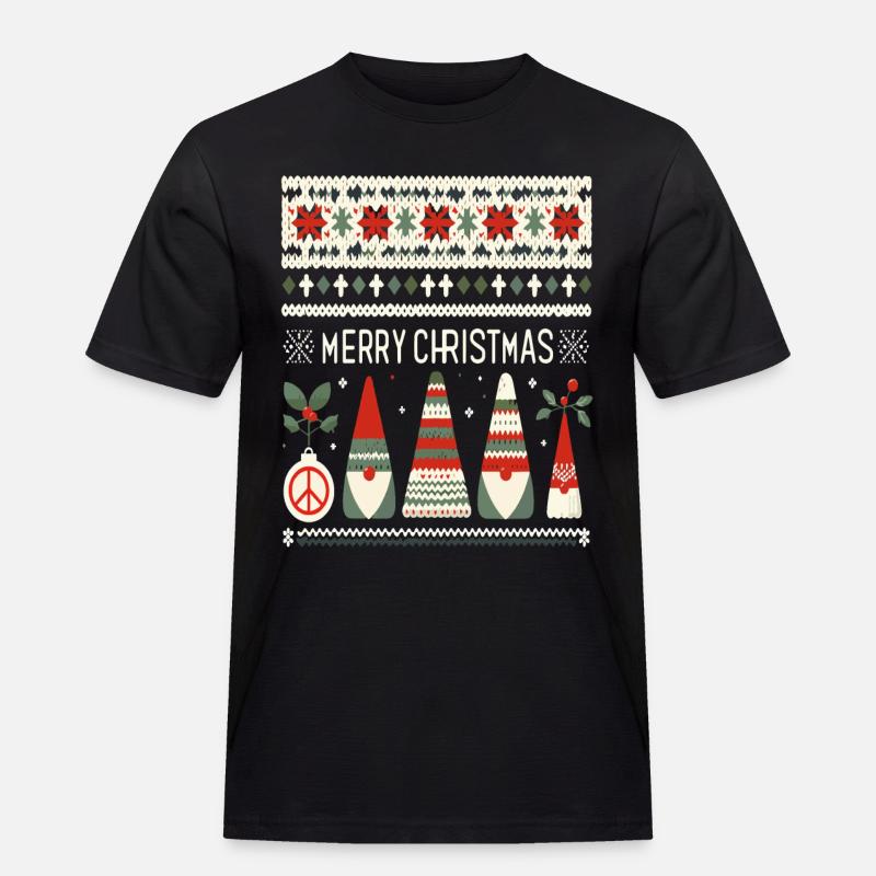 Christmas Gnomes Strickmuster - Männer Workwear T-Shirt - Schwarz