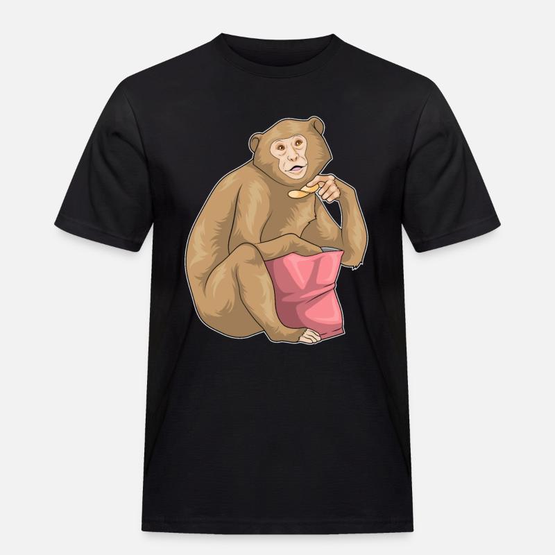 Affe Chips Chipstüte - Männer Workwear T-Shirt - Schwarz