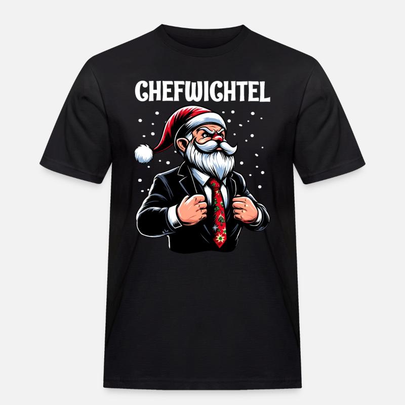 Chefwichtel Weihnachts Gnome - Männer Workwear T-Shirt - Schwarz
