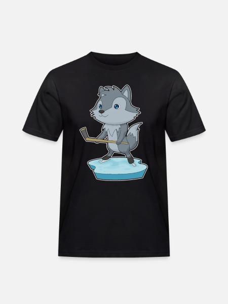 Wolf Eishockey Eishockeyschläger - Männer Workwear T-Shirt - Schwarz