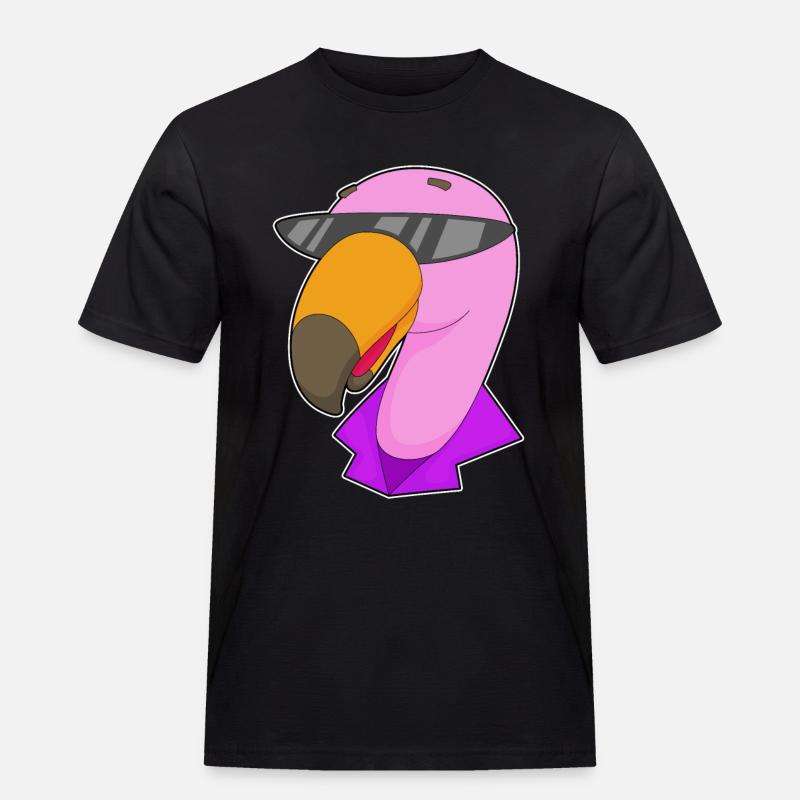 Flamingo Sonnenbrille - Männer Workwear T-Shirt - Schwarz