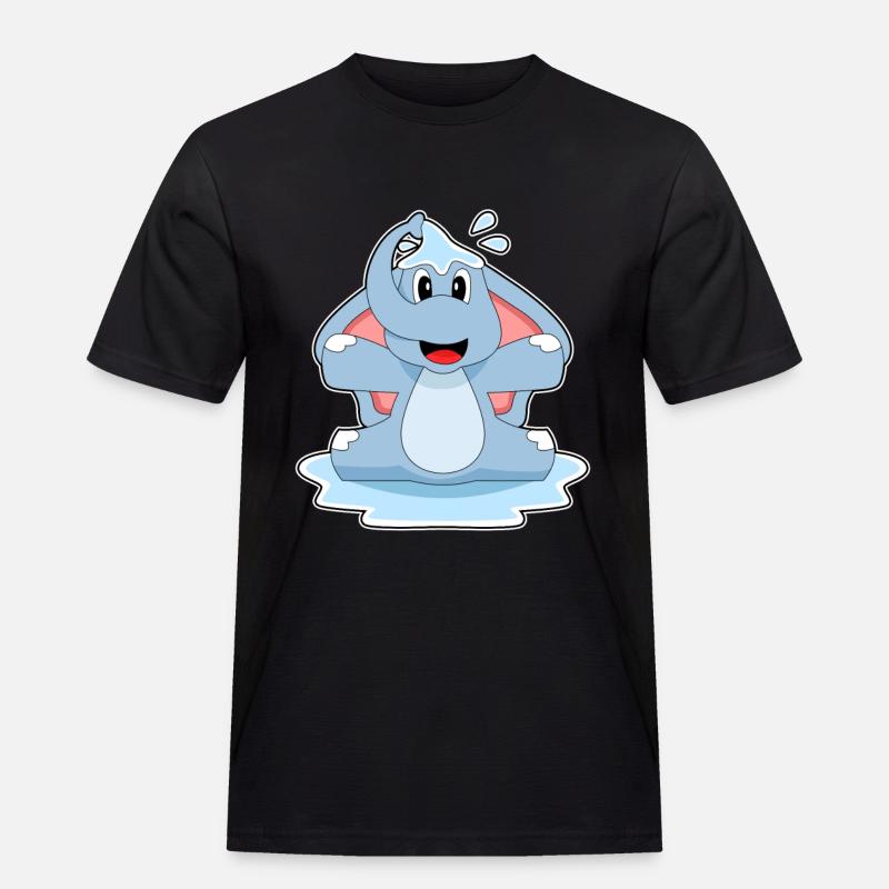 Elefant Planschen Wasser - Männer Workwear T-Shirt - Schwarz