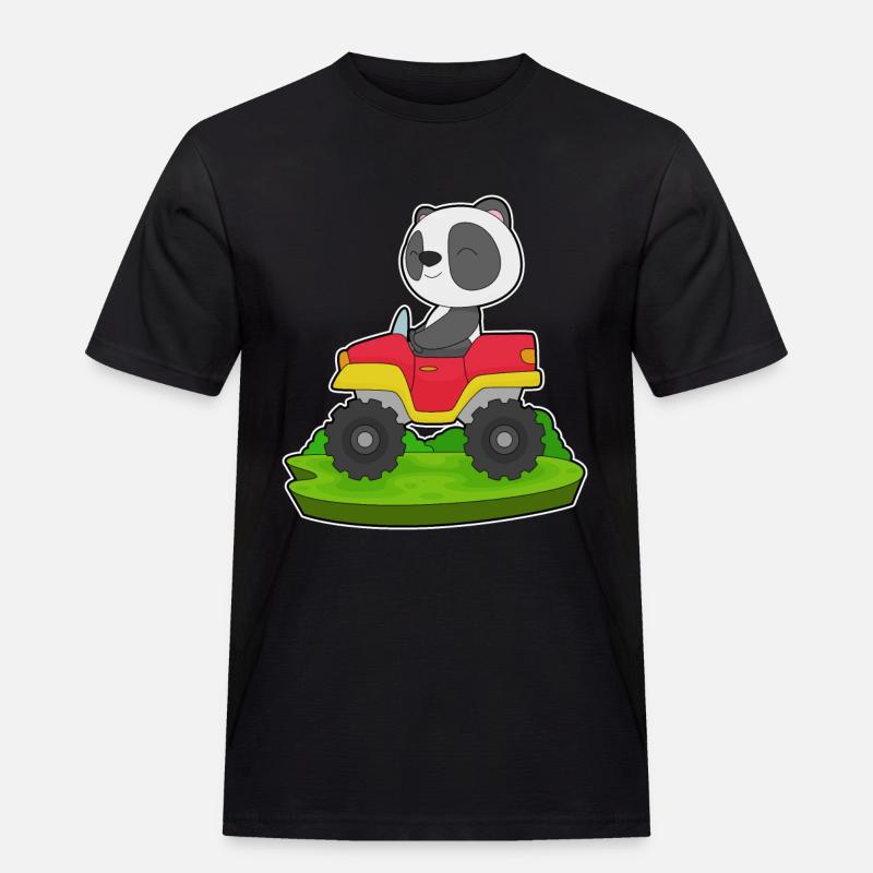 Panda Auto - Männer Workwear T-Shirt - Schwarz