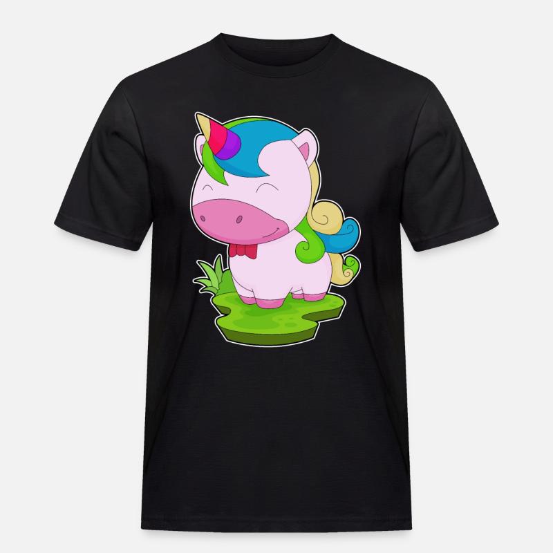 Einhorn Fliege - Männer Workwear T-Shirt - Schwarz