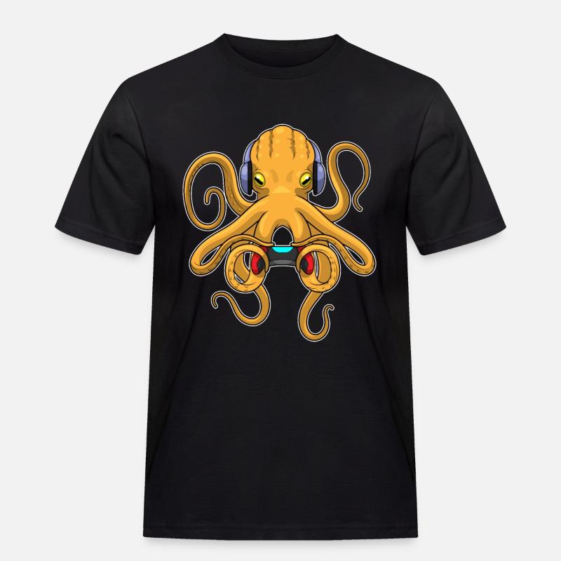 Krake Gamer Controller - Männer Workwear T-Shirt - Schwarz