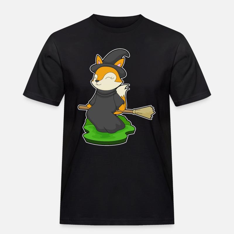 Fuchs Halloween Hexe - Männer Workwear T-Shirt - Schwarz