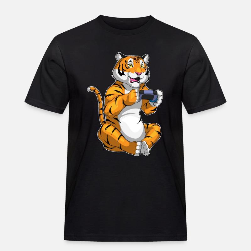 Tiger Gamer Controller - Men's Workwear T-Shirt - black
