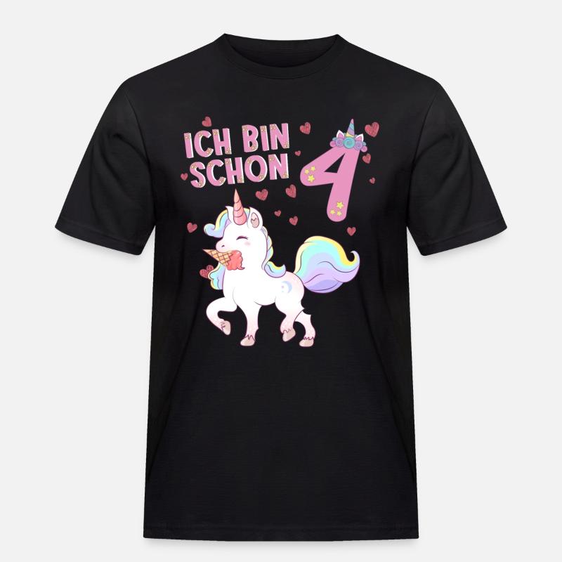 ich bin schon 4 - Männer Workwear T-Shirt - Schwarz