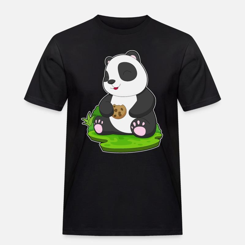 Panda Cookie - Männer Workwear T-Shirt - Schwarz