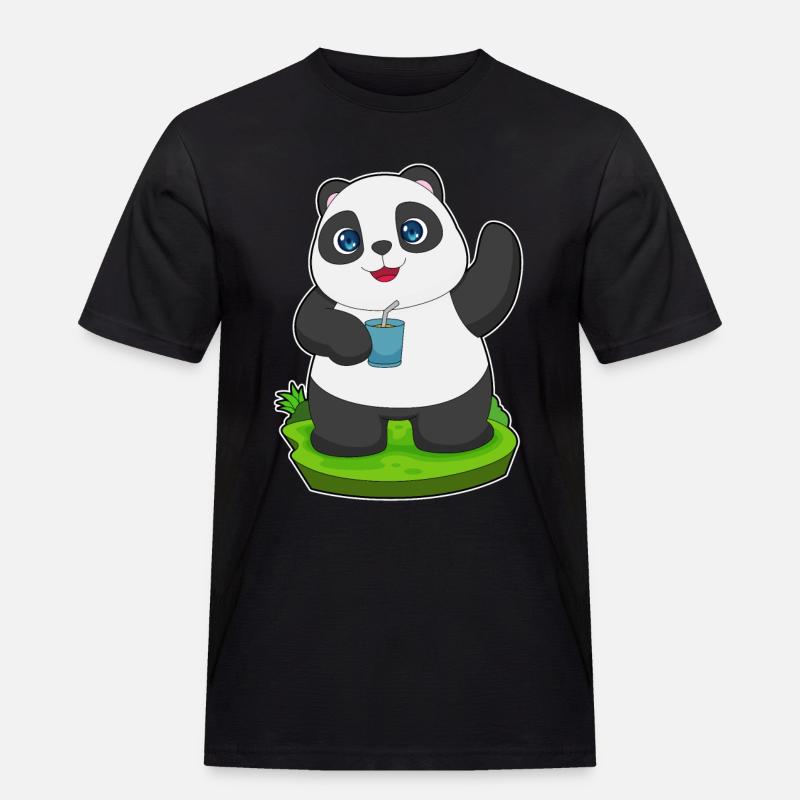 Panda Saft - Männer Workwear T-Shirt - Schwarz