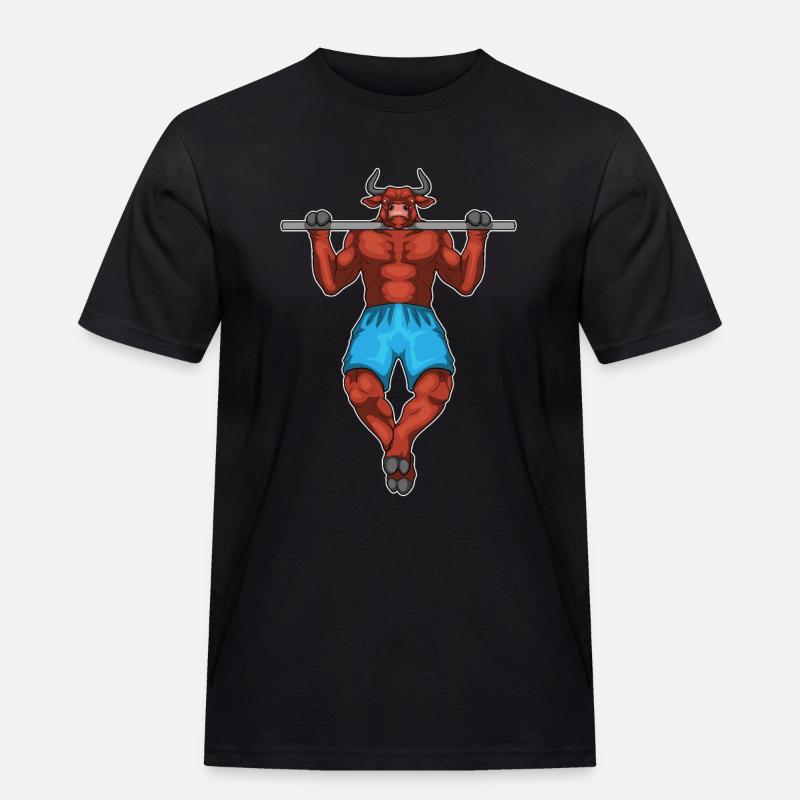 Taurus Bodybuilder Pull-Ups Bodybuilding - Men's Workwear T-Shirt - black