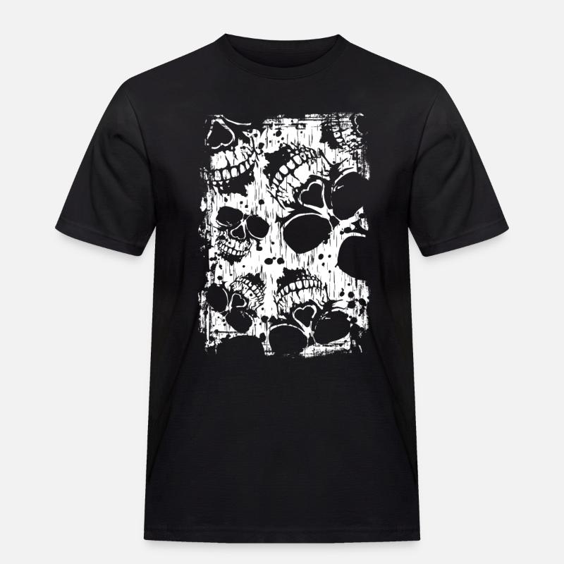 Fierce Skull - Männer Workwear T-Shirt - Schwarz