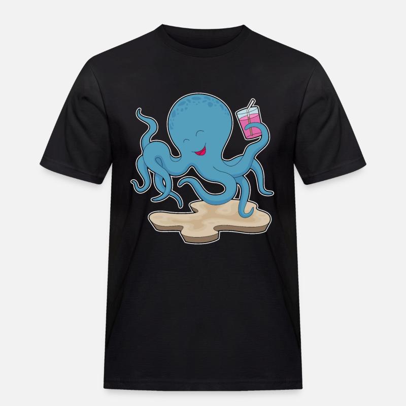 Krake Saft - Männer Workwear T-Shirt - Schwarz